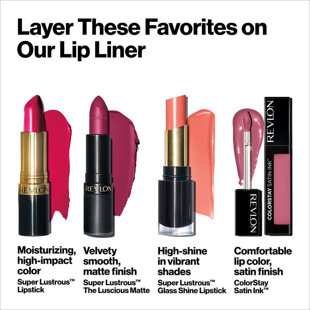 Revlon ColorStay lip liner modeled on lips showing defined, fuller-looking result