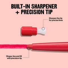 Revlon pencil next to coin to demonstrate compact size and portability