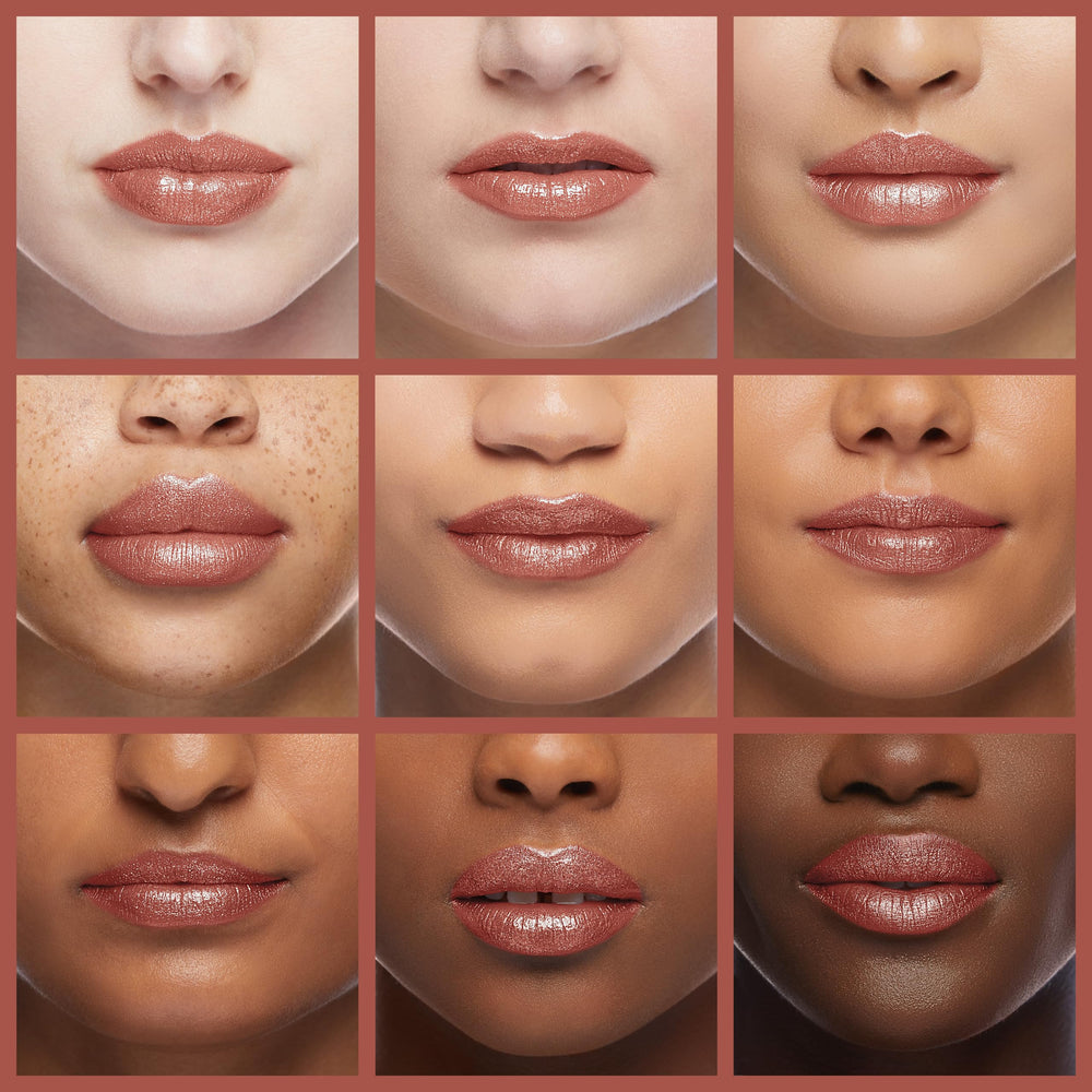 Revlon ColorStay on model lips showcasing satin finish and flattering tone