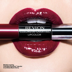 Revlon before and after lips showing longwear color and glossy top coat