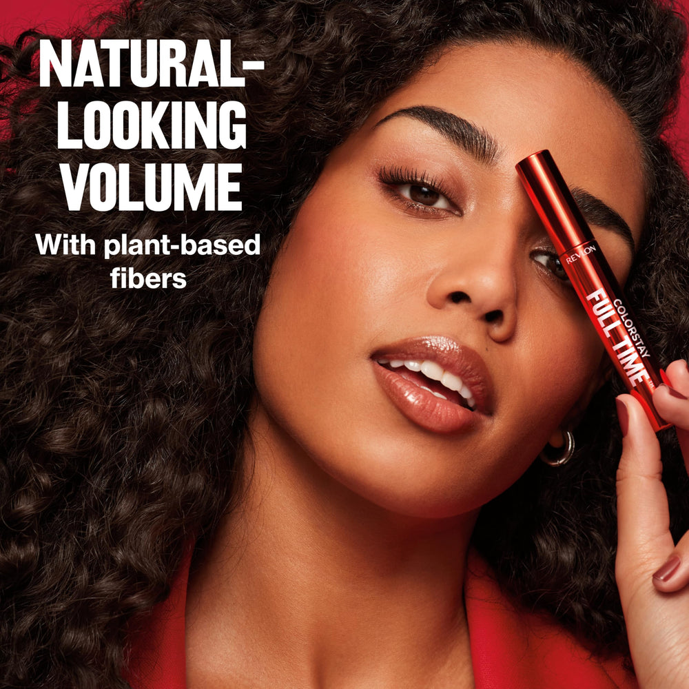 Revlon on model lashes showing fuller, natural-looking volume result