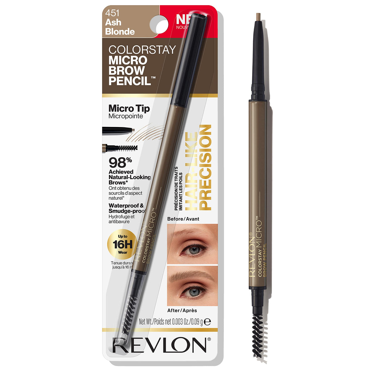 Revlon pencil front packaging showing shade and benefits
