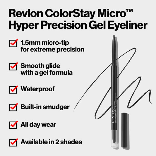 REVLON micro gel tip close-up showing precise point benefit: ultra-fine lines