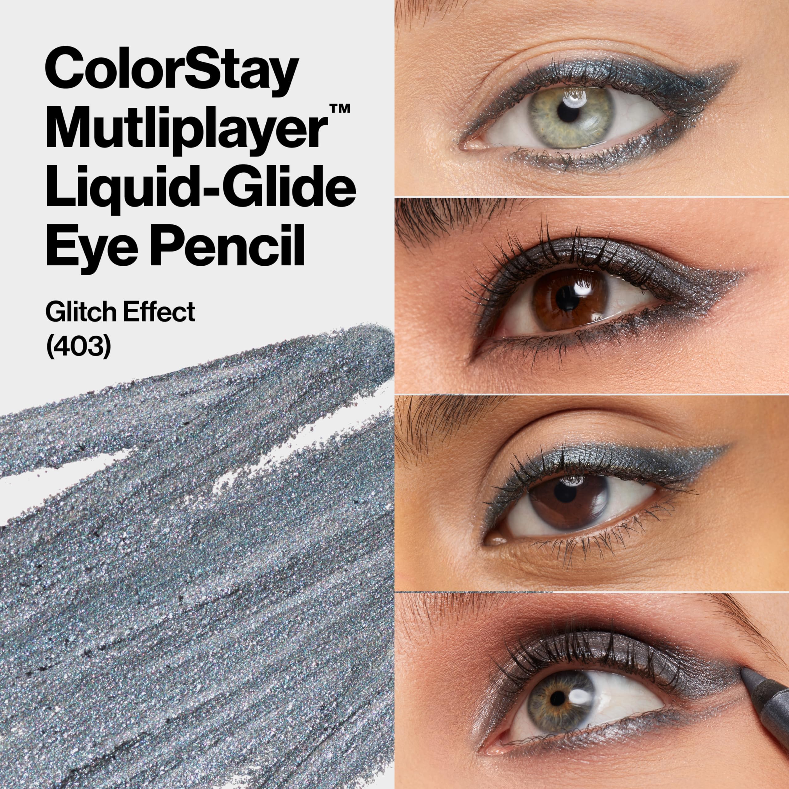 REVLON creamy pencil stroke on skin, illustrates smooth glide without tugging