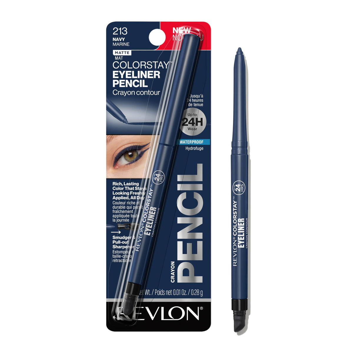 REVLON ColorStay front packaging showing navy pencil, reliable all-day wear