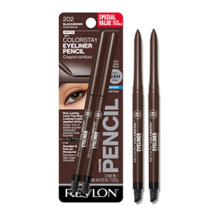 Revlon ColorStay pencil front packaging showing twin matte eyeliners for long wear
