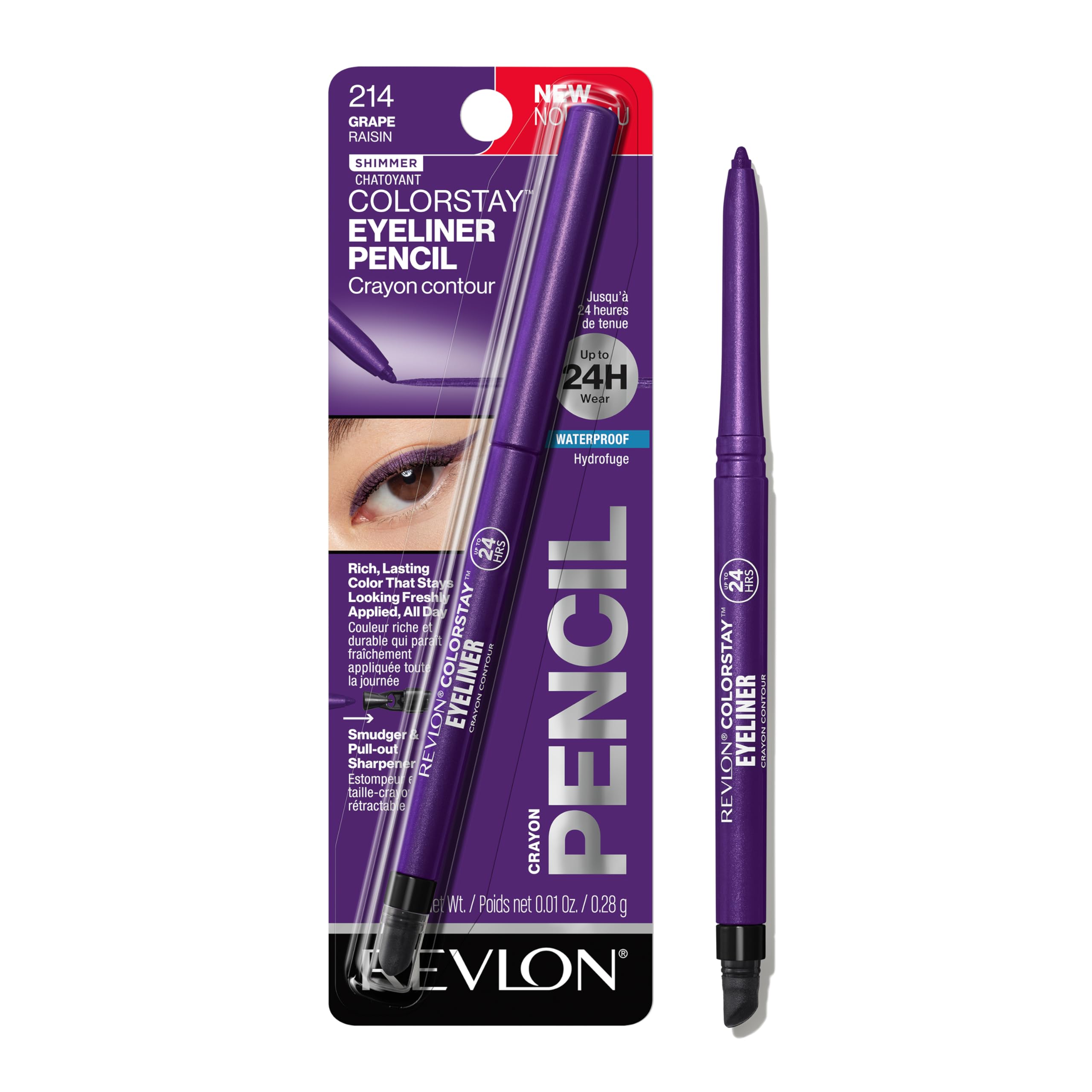 REVLON front view of pencil showcasing packaging and product portability