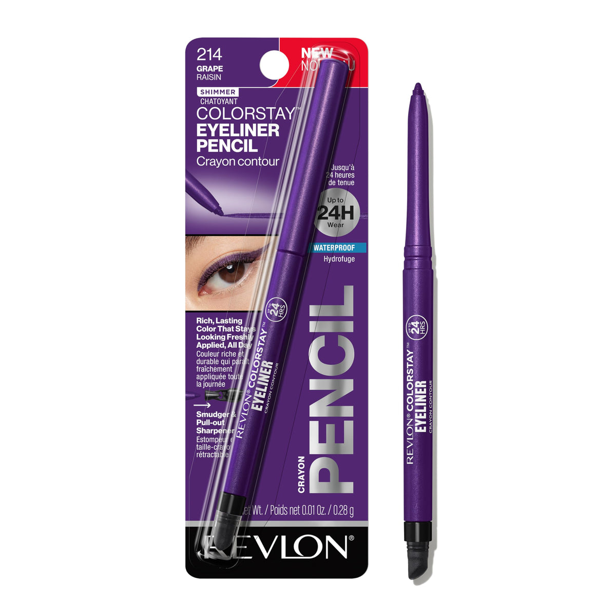 REVLON front view of pencil showcasing packaging and product portability
