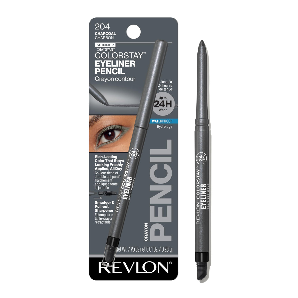 REVLON ColorStay front view showing sleek pencil and shimmer finish for precise definition