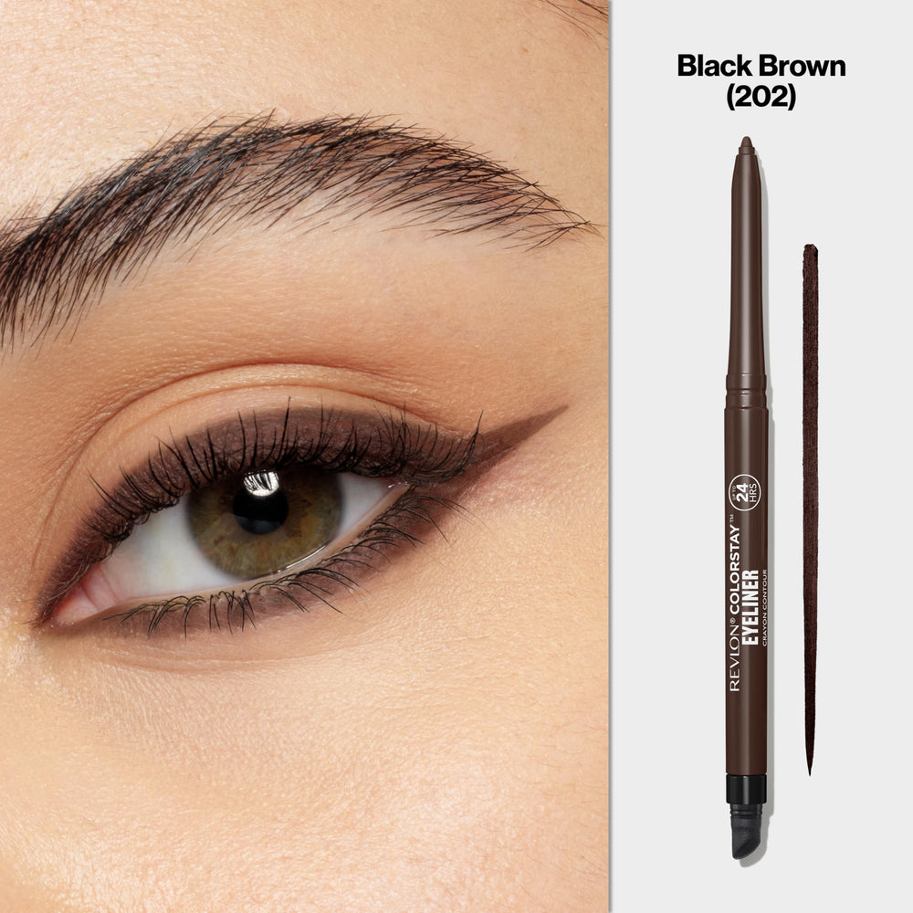 Revlon ColorStay pencil built-in sharpener and smudger close-up for precise shaping