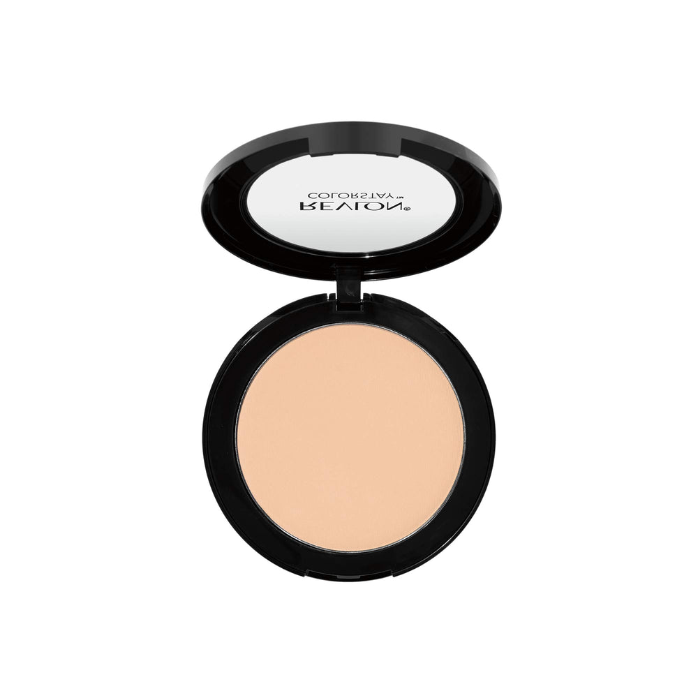 Revlon ColorStay powder in use applying matte finish and shine control