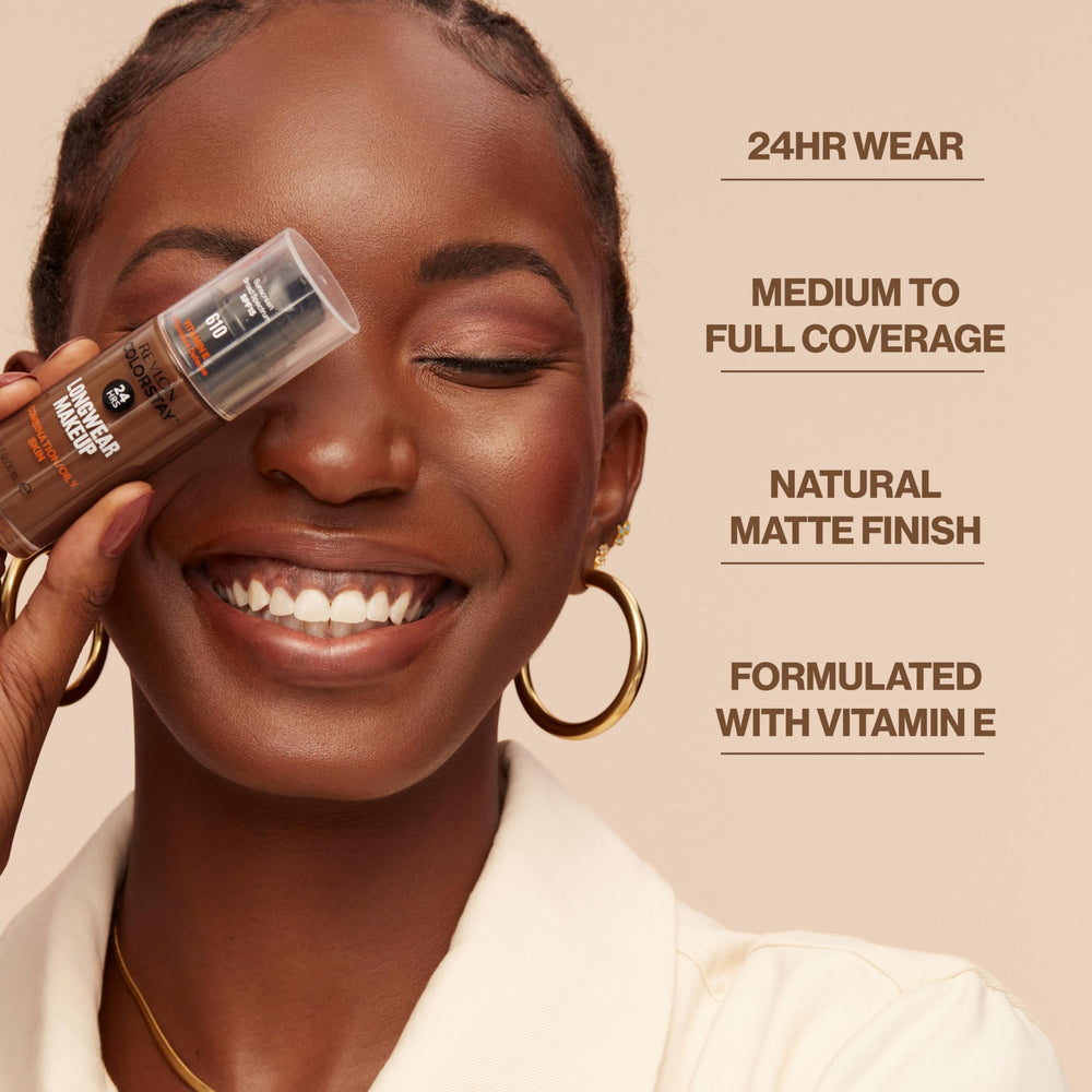 Revlon ColorStay foundation dispensed on hand showing easy control and buildability