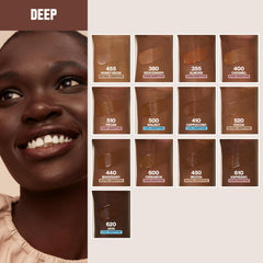 Revlon ColorStay bottle beside ruler showing 1 fl oz size and travel-friendly benefit