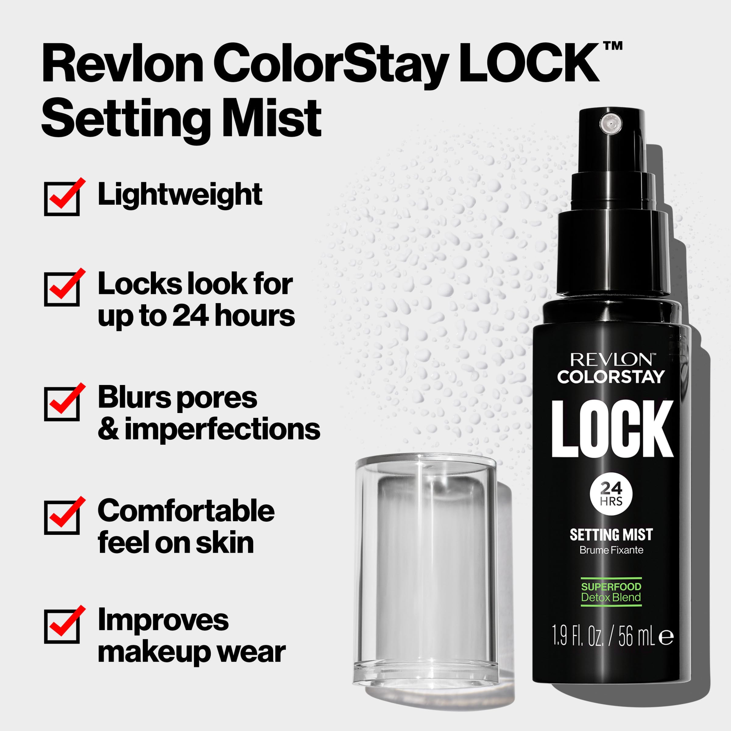 Revlon fine mist spray texture demonstrating light coverage benefit