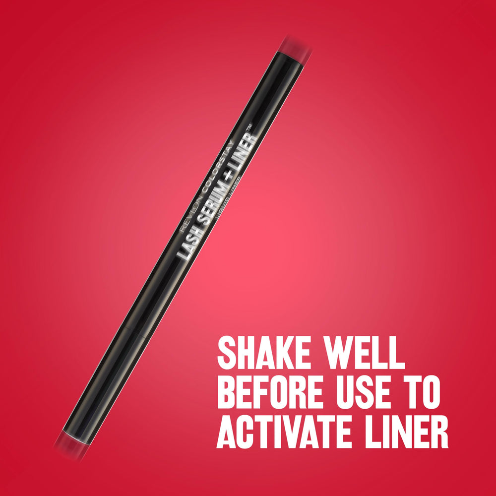 REVLON size comparison beside a mascara tube showing travel-friendly scale