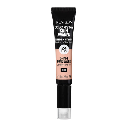 Revlon concealer front packaging showing shade 002 and product benefit