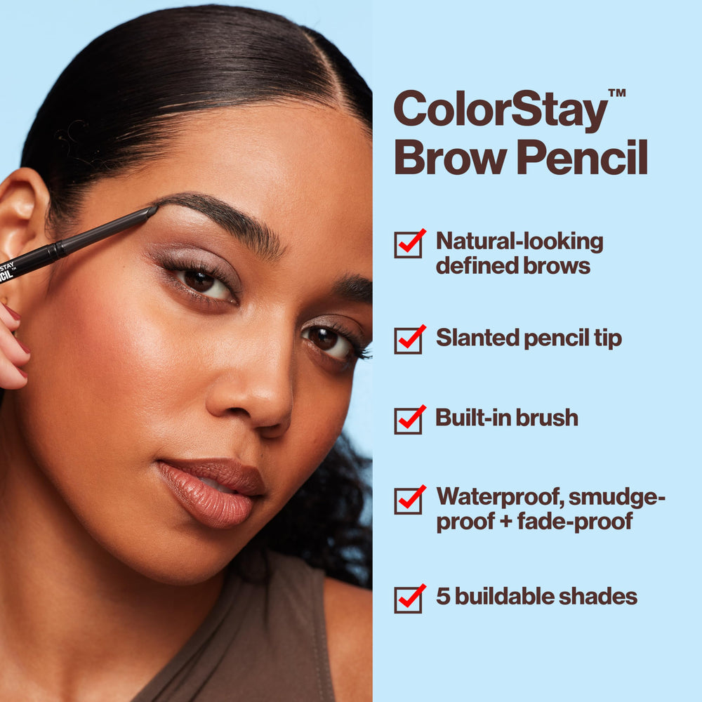 Revlon ColorStay Soft Brown swatch on skin displays true shade and blendability