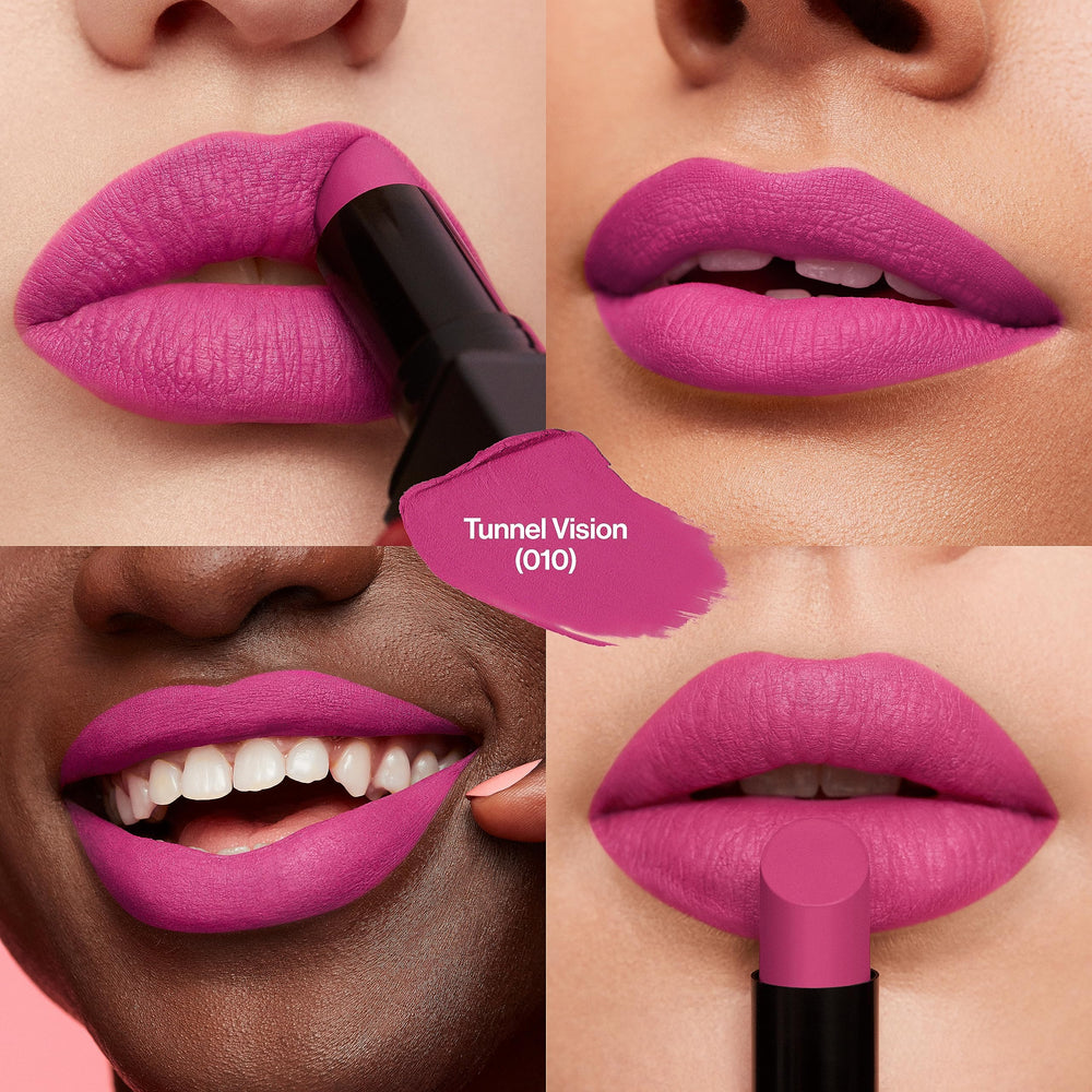 Revlon lipstick texture swipe showing matte pigment intensity and smoothness
