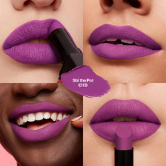 Close-up texture of Revlon Suede Ink showing creamy matte formula benefit