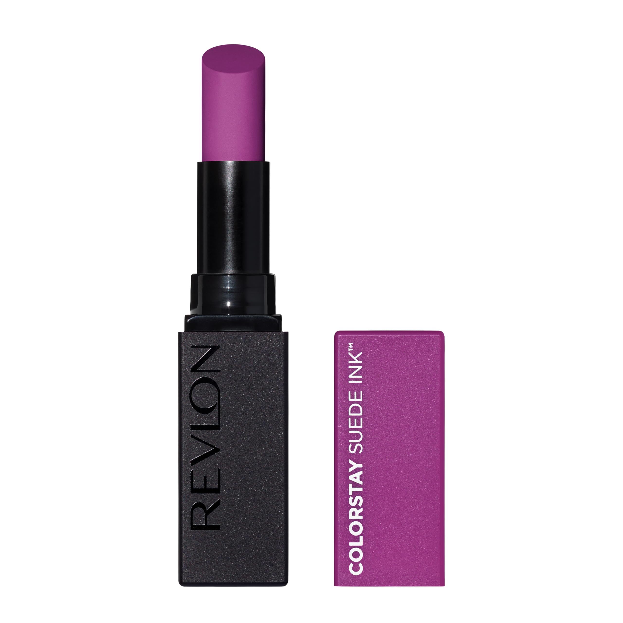 Revlon ColorStay Suede Ink front packaging showing shade and waterproof claim