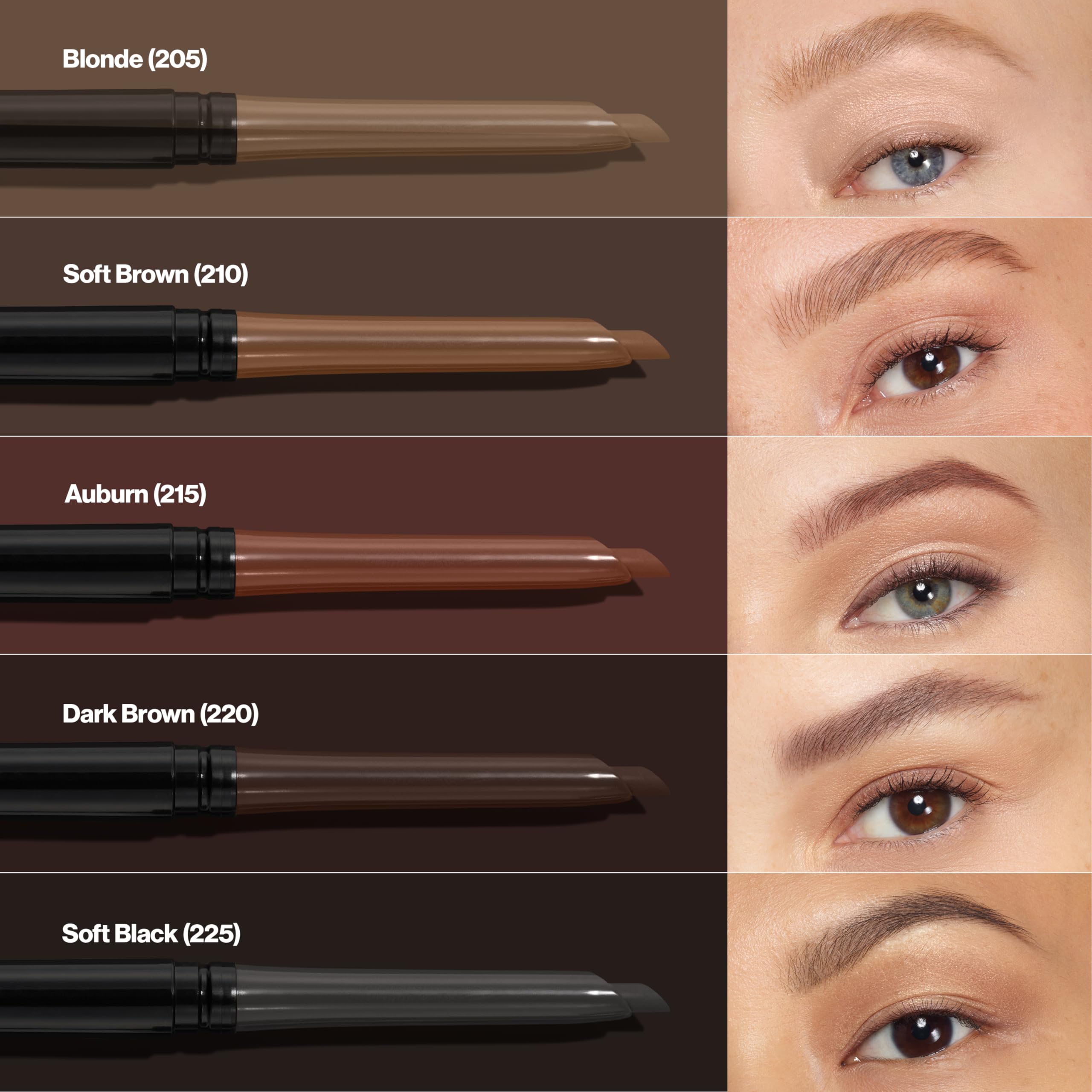 Revlon ColorStay fine hair-like stroke texture demonstrating buildability