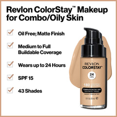 Revlon ColorStay texture swatch on skin highlighting blendable matte finish