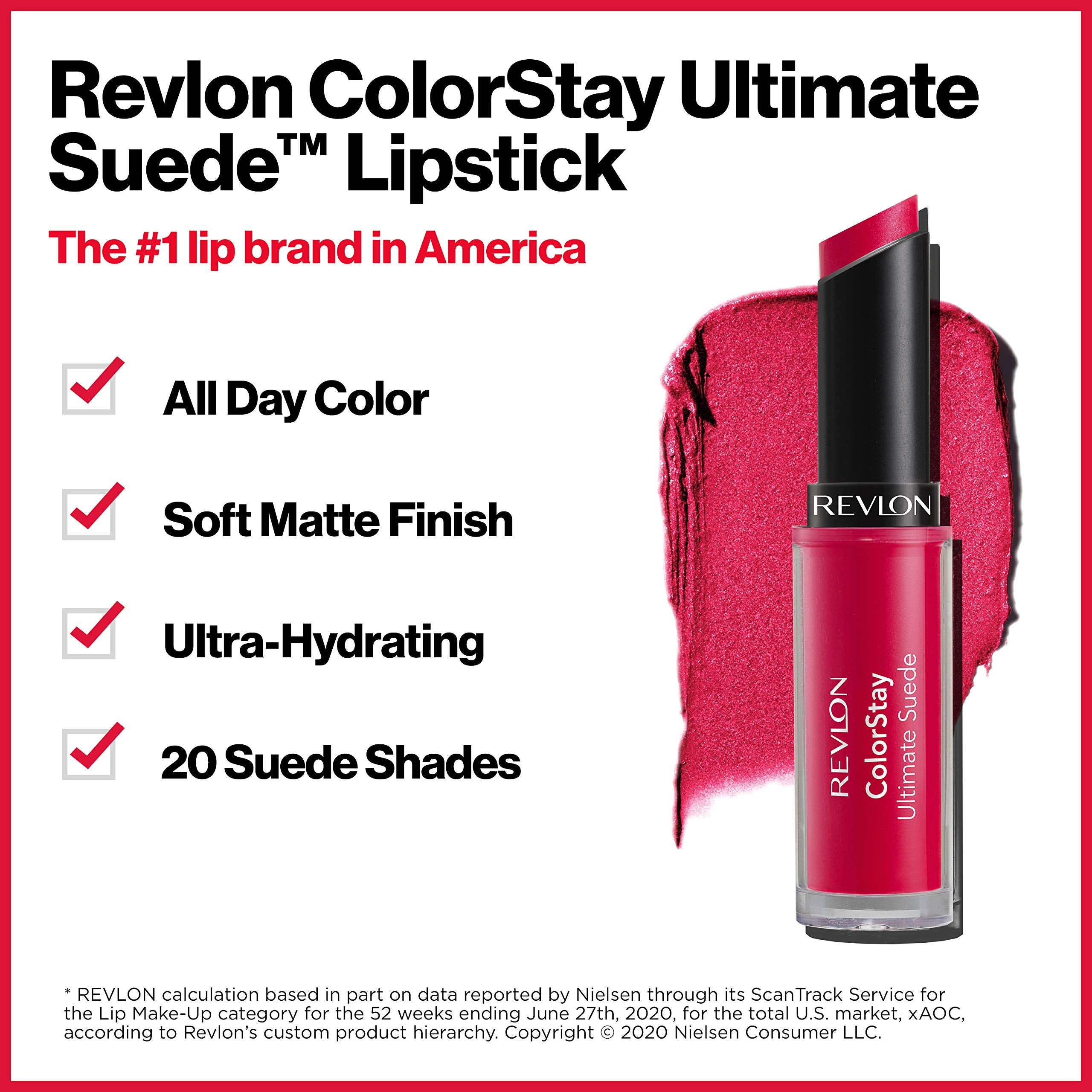 REVLON applied on lips demonstrating longwear color and comfortable hydration