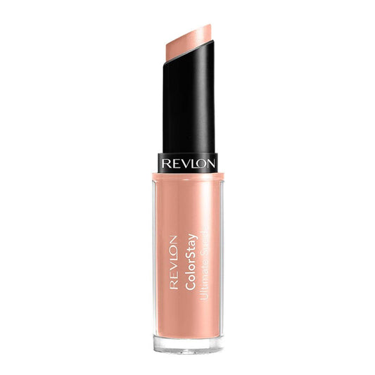 REVLON lipstick front packaging showing shade and branding with clear product ID benefit