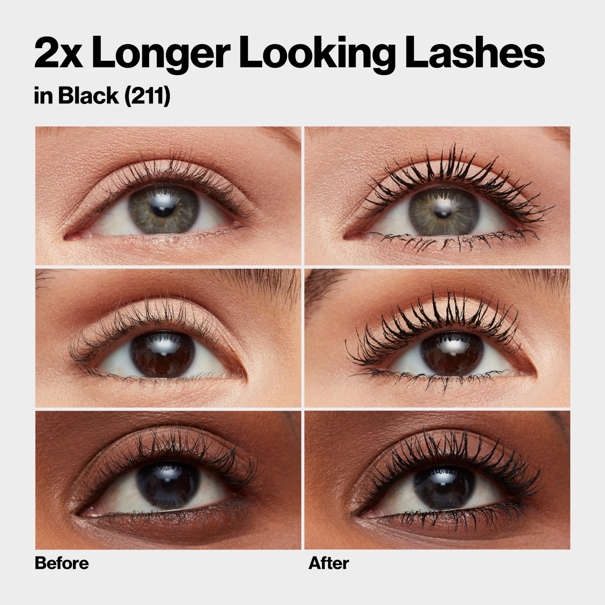 Revlon swiped on lashes close-up demonstrating elongated lash effect