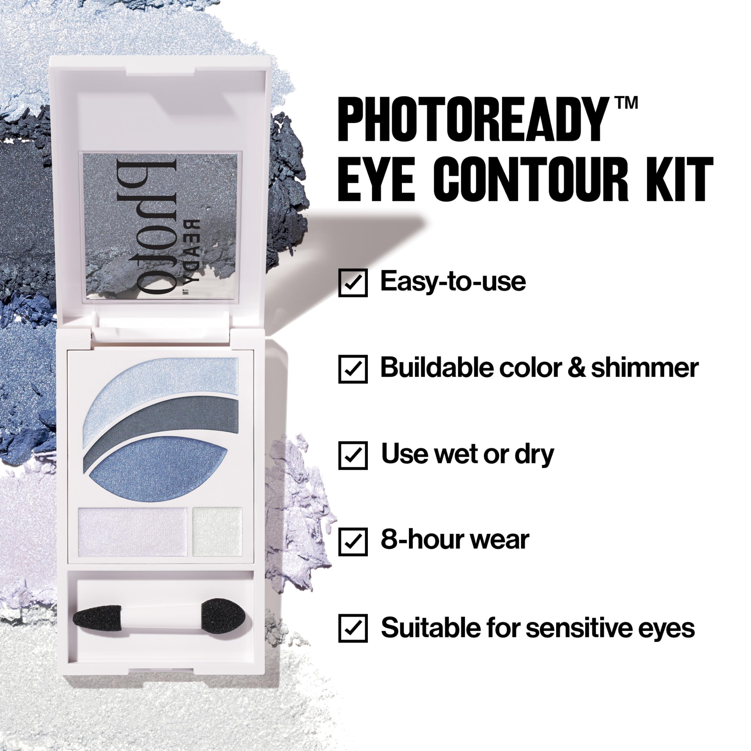 Revlon open compact revealing primer, three shades and shimmer top coat