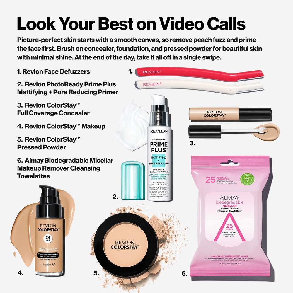 Revlon concealer stick beside ColorStay foundation showing coordinated complexion routine