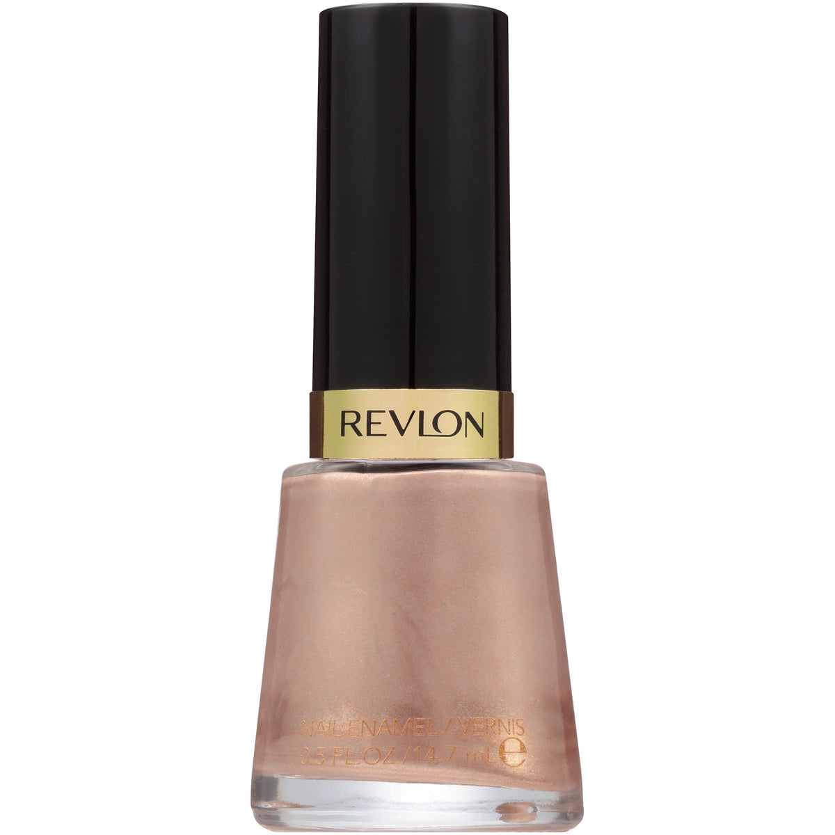 Revlon bottle front showing Creme Brulee shade and glossy finish benefit