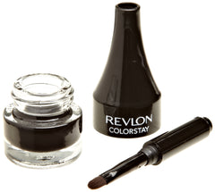 Revlon pot of crème-gel eyeliner 001 Black showing rich pigment and sealed lid benefit longwear