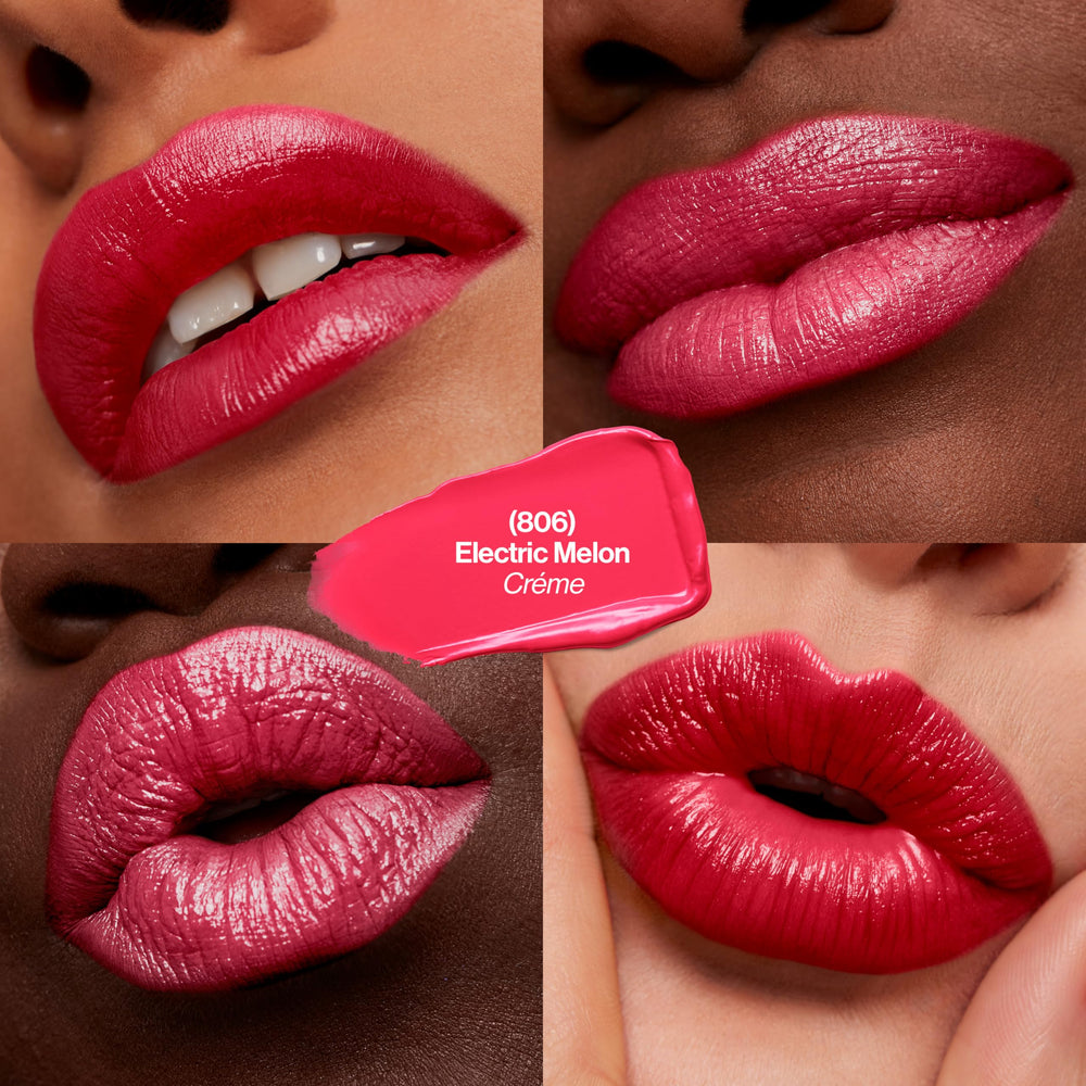Revlon Electric Melon lipstick bullet up close showing creamy tip