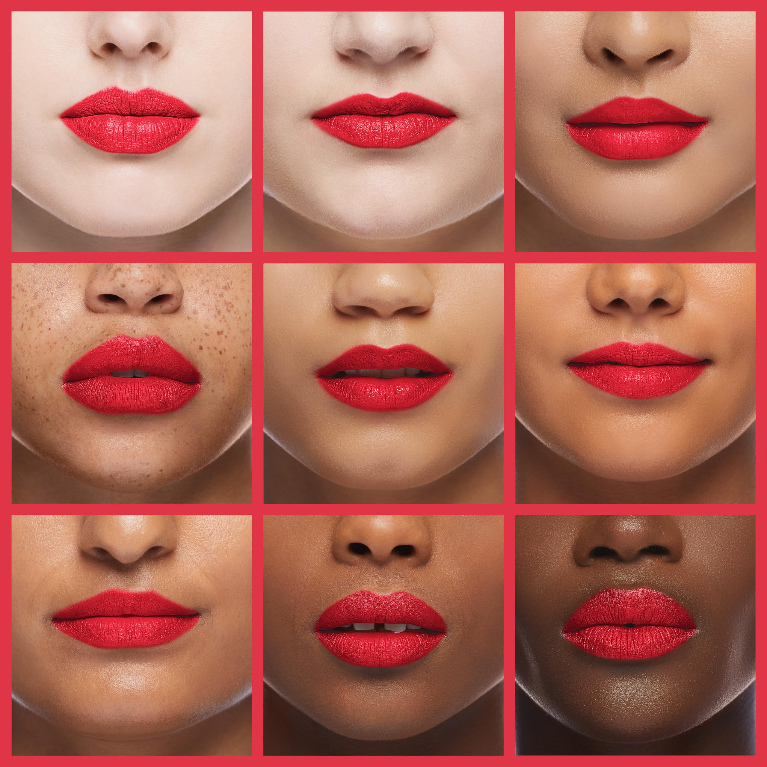 Revlon Fire & Ice swatch on lips demonstrating bold color and photogenic vibrancy