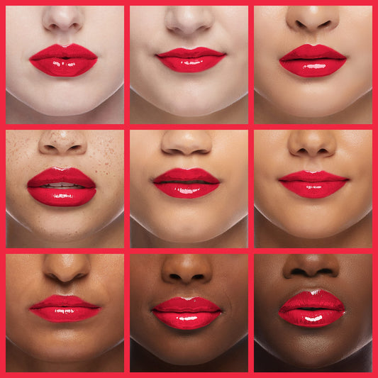 REVLON Fire & Ice lip swatch closeup highlighting glassy shine and hydration