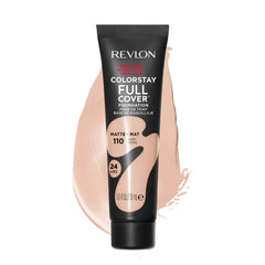 Revlon full cover front tube showing brand and shade, clear product identity and portability