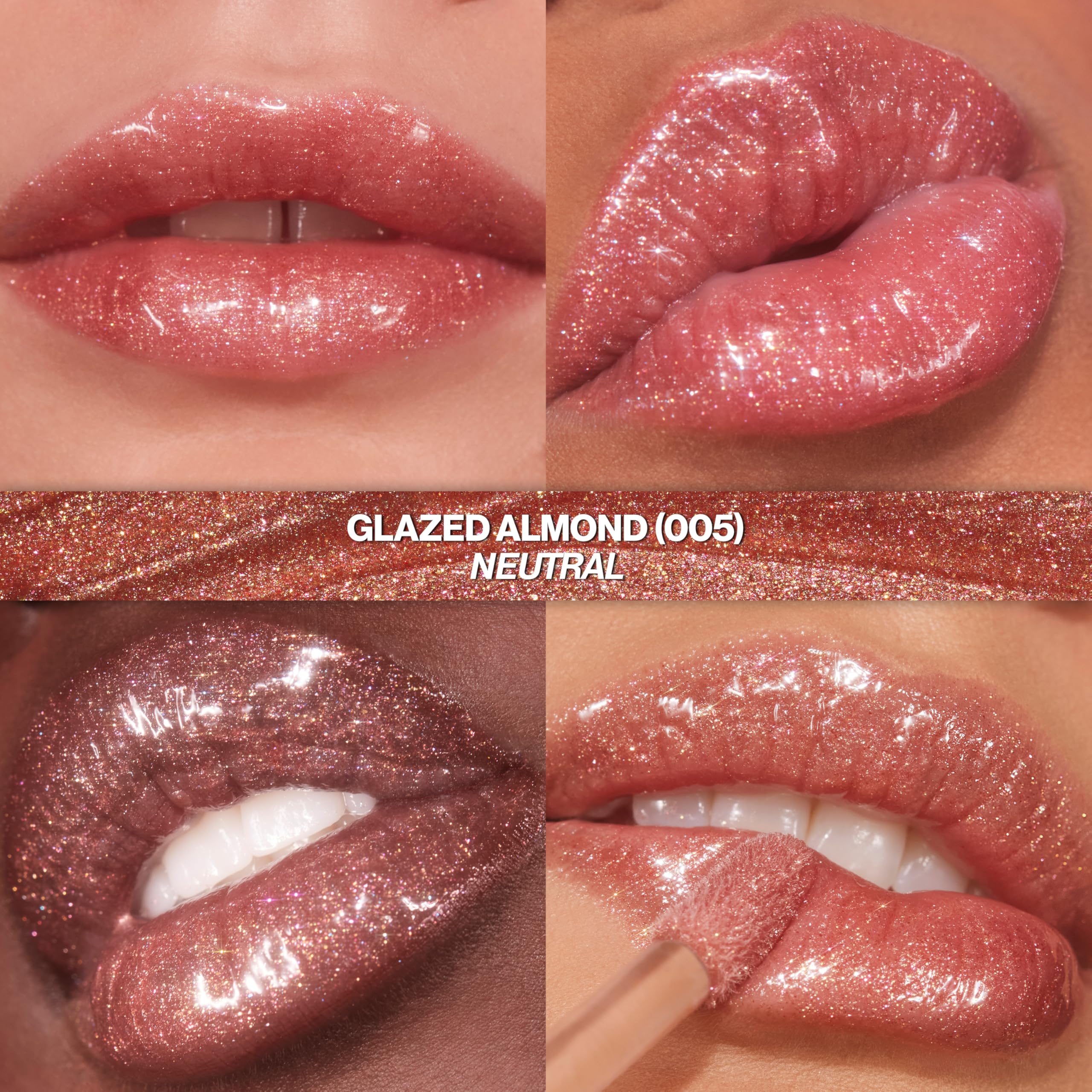 REVLON gloss applicator close-up showing plush tip for even, generous application