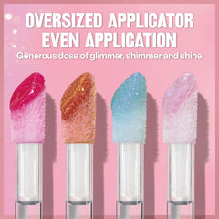 REVLON botanical ingredients display highlighting hydration benefits and plant-based glitter
