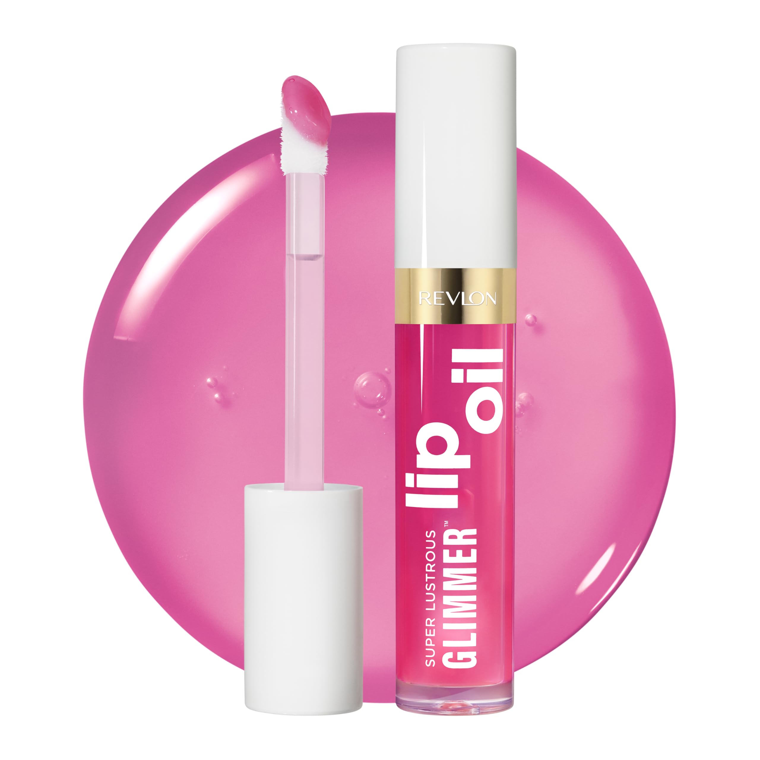 REVLON tube front view showing rosy tint and glossy finish benefit
