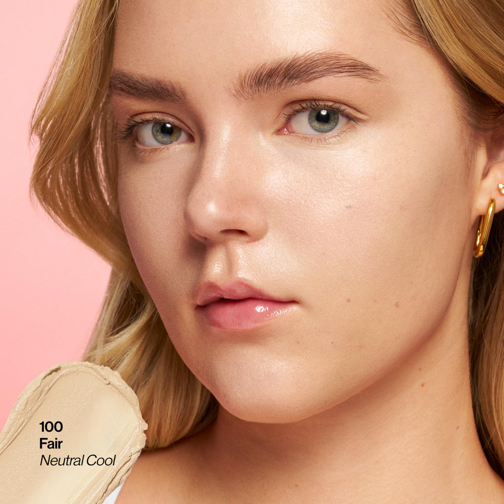 Revlon Glimmer being swiped on cheek demonstrating quick one-step coverage