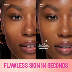 Revlon Glimmer stick being blended on cheek illustrating quick radiance boost