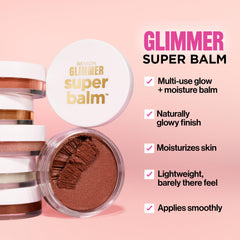 Revlon Glimmer Super Balm swatched on skin for natural pink shimmer and glow