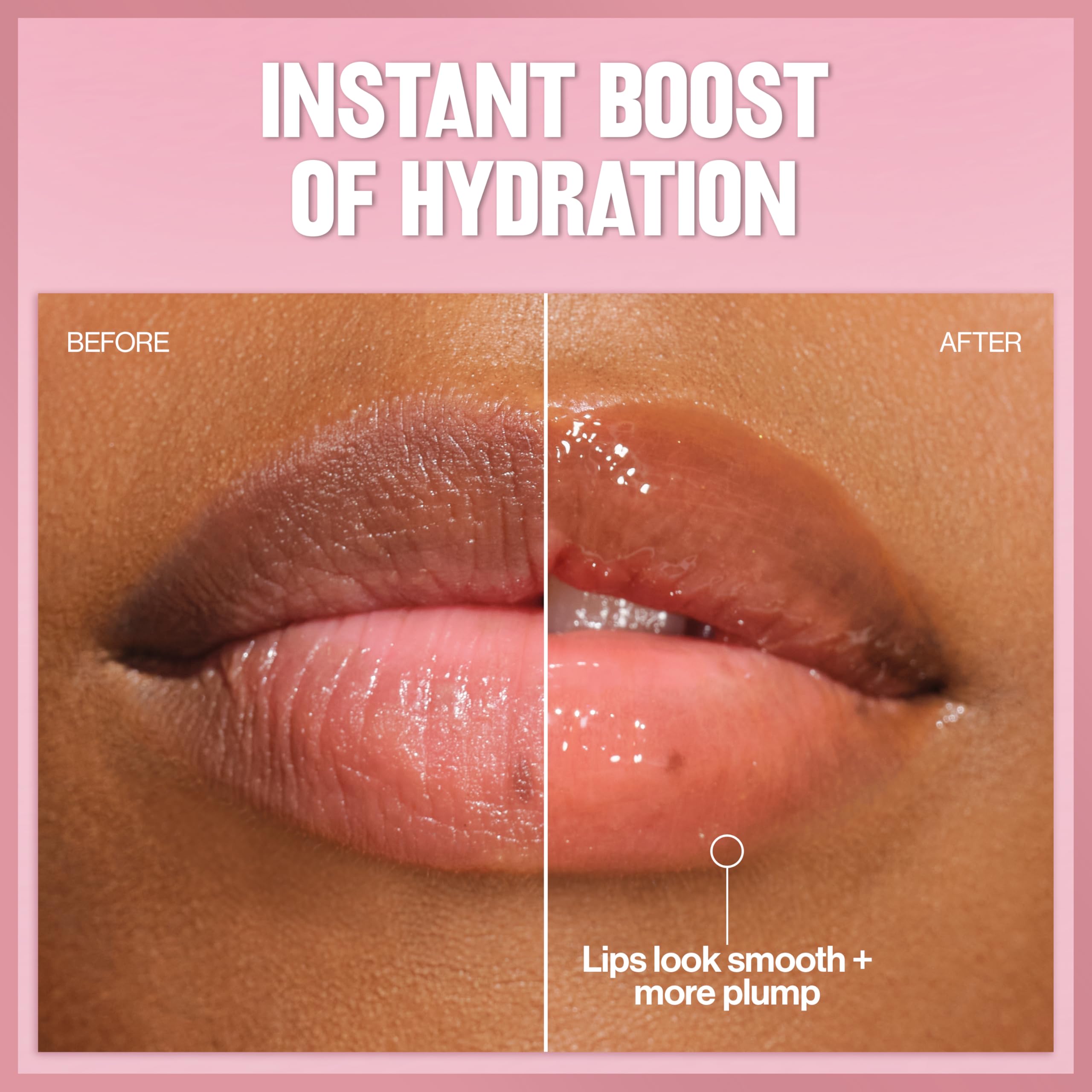 Revlon Glimmer worn on lips illustrating Posh Peach tint and natural-looking plumpness