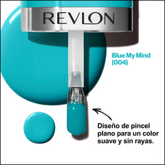 REVLON glossy polish texture swatch showing quick-dry finish and vibrant blue tone
