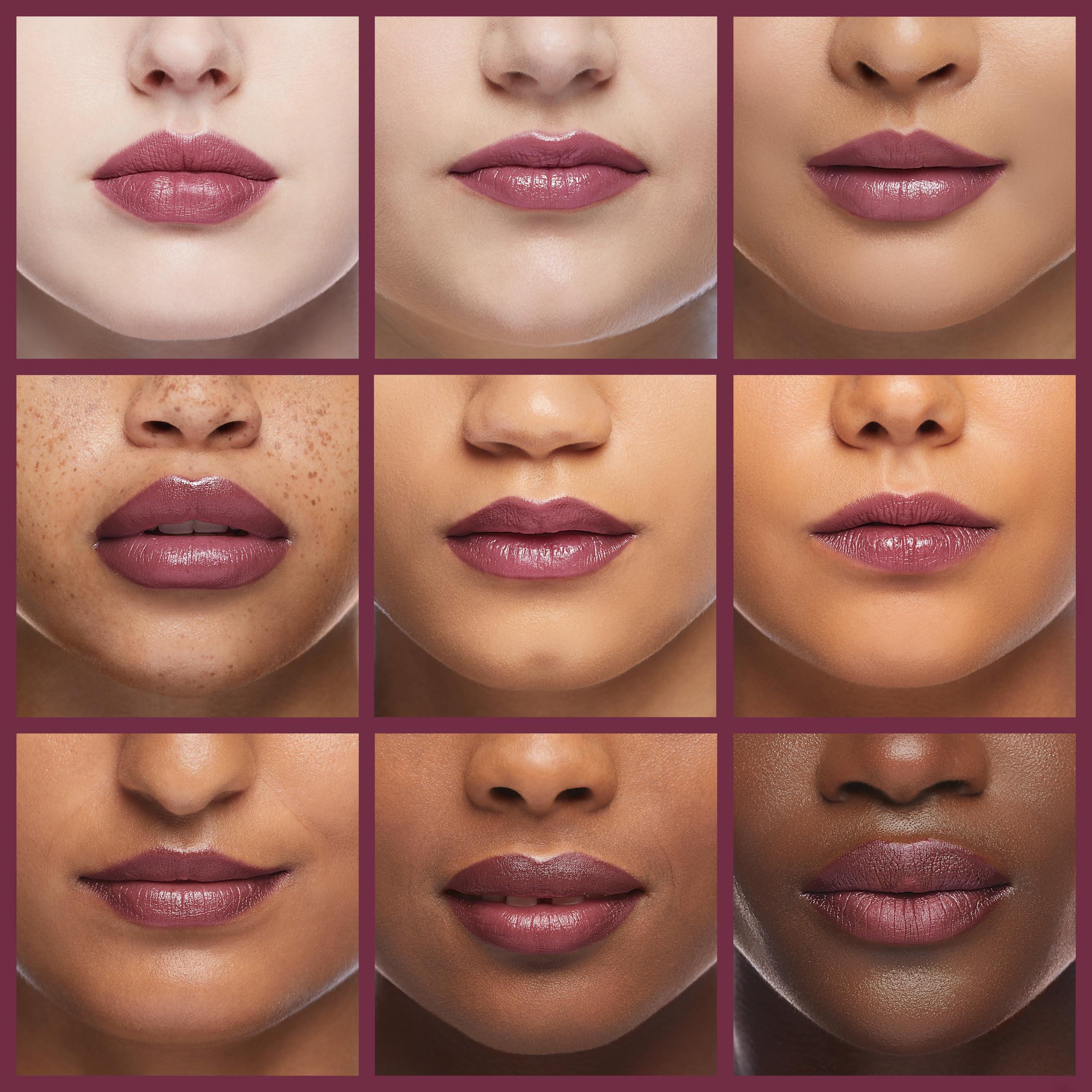 REVLON lip swatch of Iced Amethyst showing vibrant color payoff and sheen