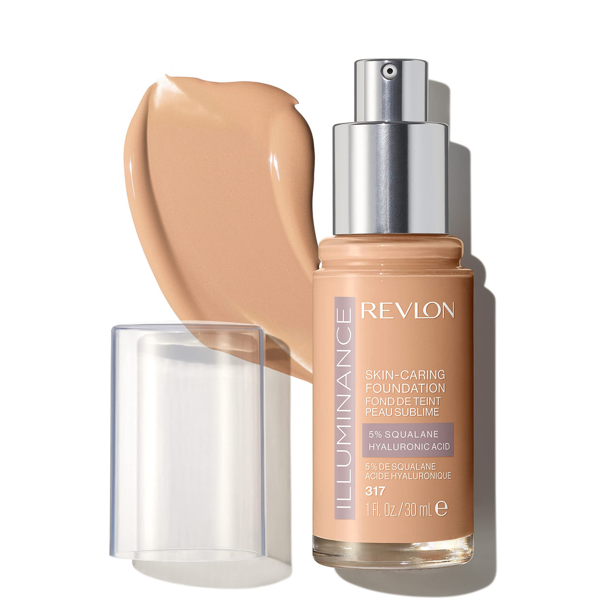 Revlon bottle front view showing brand and easy dispensing benefit