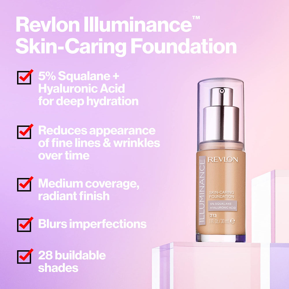 Revlon Illuminance liquid texture drop demonstrating lightweight blendable finish benefit