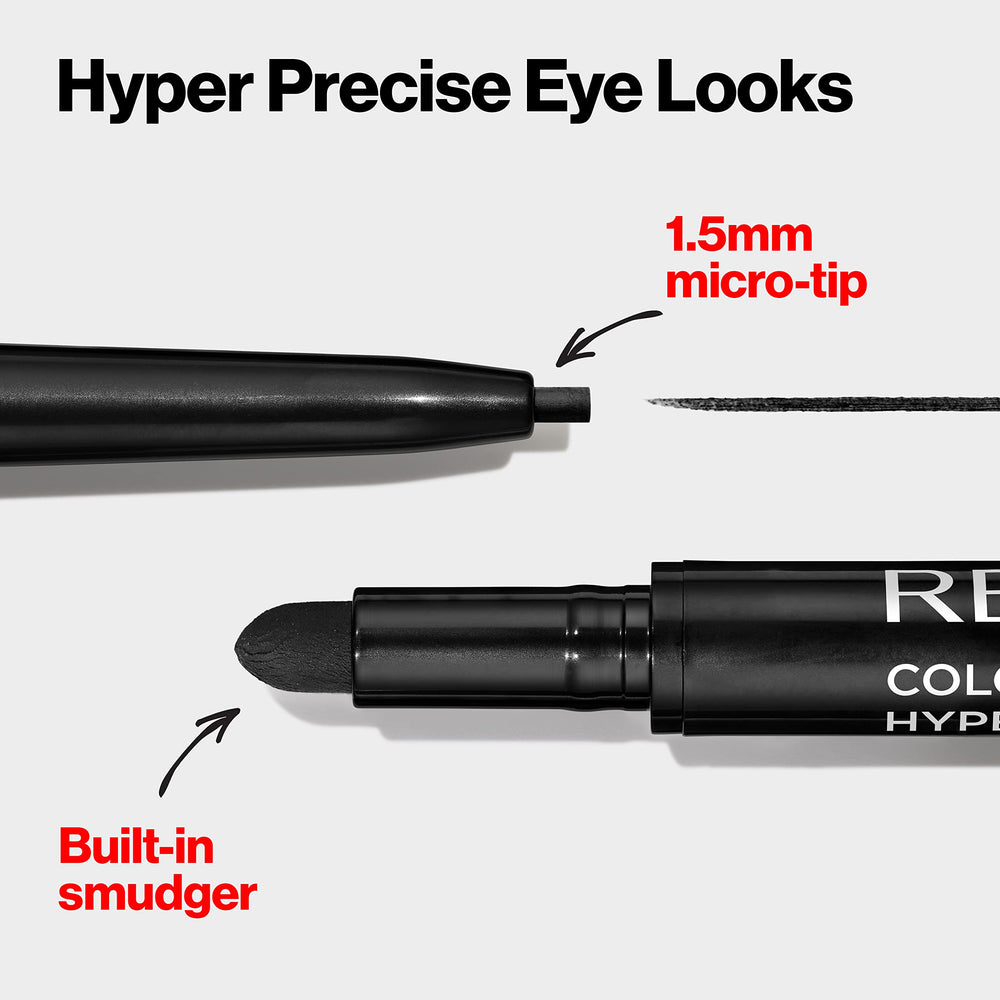Revlon black swatches demonstrating rich pigmentation and smooth payoff