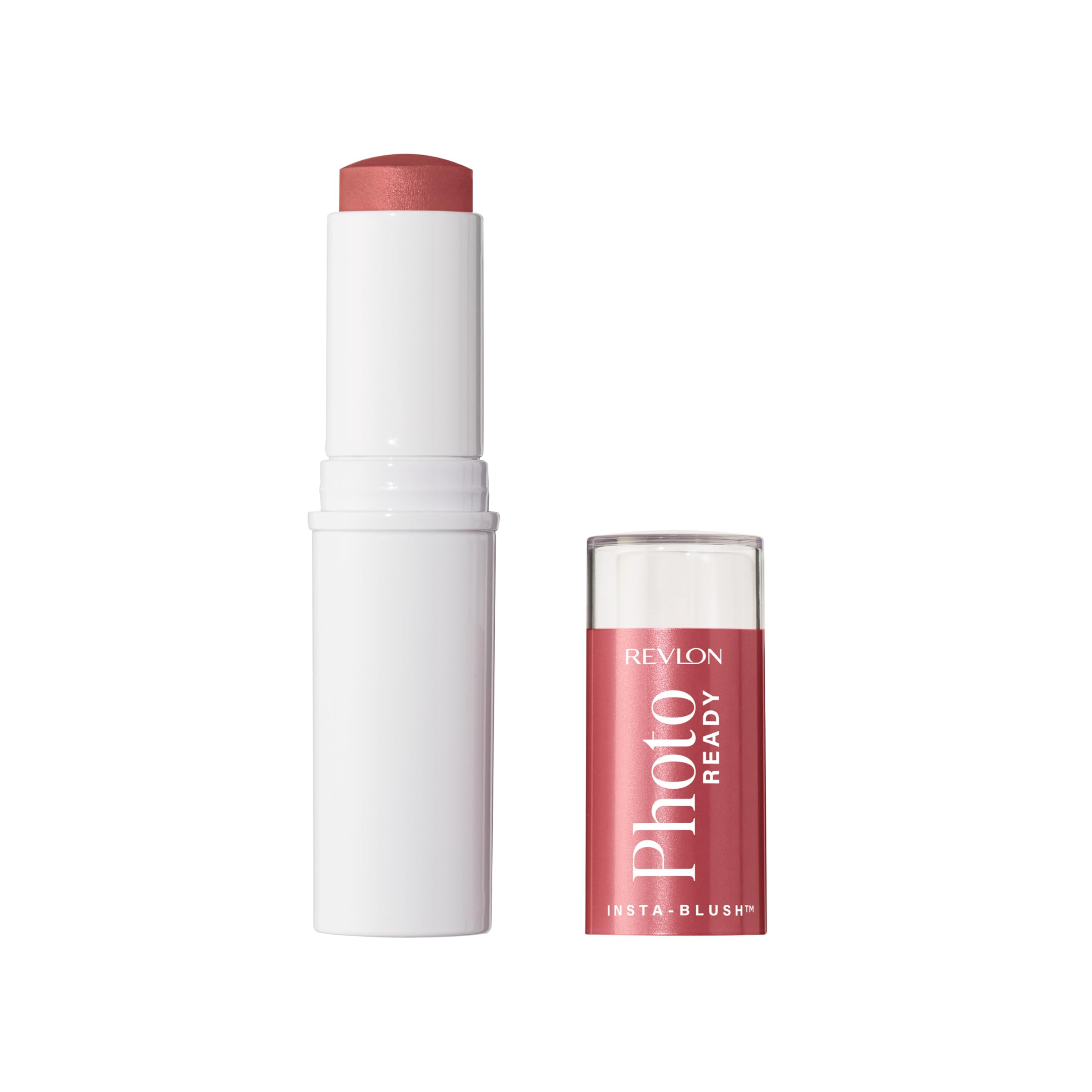 Revlon PhotoReady Insta-Blush Stick front packaging showing shade and cap, easy travel benefit